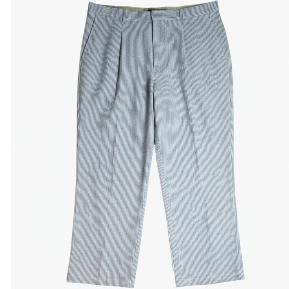 NWT Goodfellow & Co Men's XL 40x31 Pleated Seersucker Pants Blue White Stripe
